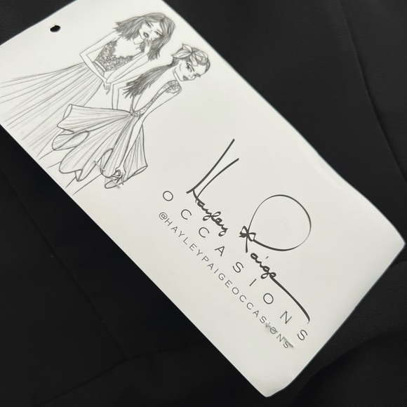 Hayley Paige Bridesmaid Dress 5964- Black Chiffon & Lace, size 0 - Picture 8 of 9